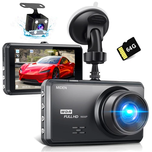 Miden Front Rear Dashcam with 64G SD Card