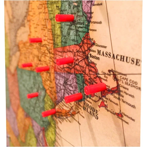 MapMagnets Map Magnets - 40 Magnetic Push Pins in Red - Tiny Colorful Map Magnets Perfect for Marking Travels or Decorating a Home or Office