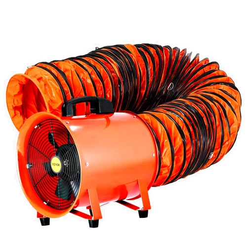 VEVOR Utility Blower/Exhaust Axial Hose Fan, 12 Inches, 3900 m3/h High Velocity Portable Ventilator, Low Noise Extractor Fan Blower with 16 ft / 5 m Duct Hose