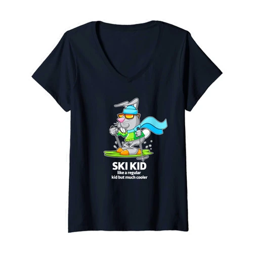 Family Vacation Ski Winter Holiday Skiing Gifts Womens Ski Kid Matching Family Skiing Vacation Winter Holiday Gift V-Neck T-Shirt