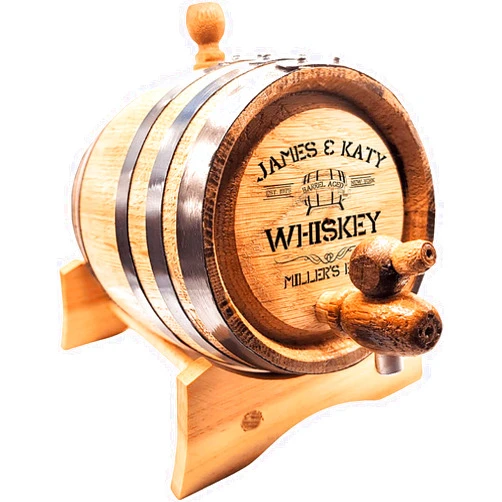 LAS VILLAS DESIGNS Personalized American Oak Barrel - Fully Customizable | Age your own beverage | Spirit Aging Barrel | Age you Wine, Whiskey, Beer, Tequila, Bourbon, Rum and more (1 Liter)