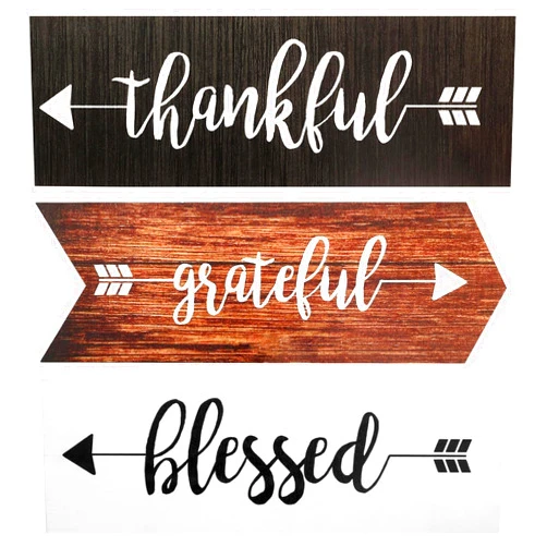 OURISE 3 Pieces Wooden Wall Decor for Living Room, Wall Art Rustic Farmhouse Decor Thankful Grateful Blessed Wooden Signs Inspirational Hanging Plaques for Home Bedroom Kitchen Bathroom (12 x 4 inch)