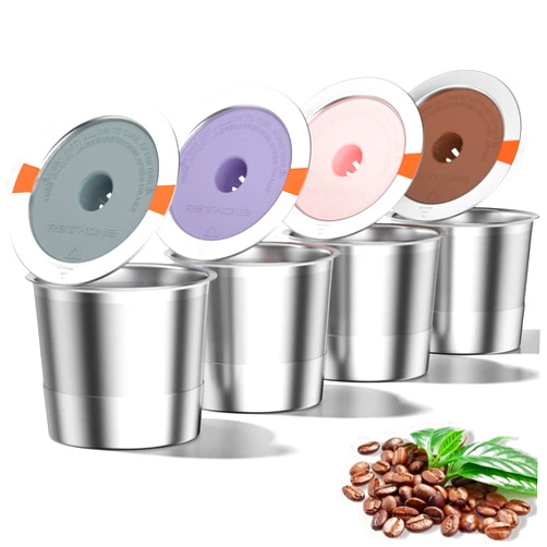 RETHONE K Cup Reusable Coffee Pods, Stainless Steel Reusable K Cups Coffee Filter Compatible with Keurig 1.0 & 2.0 Coffee Makers BPA-Free Refillable Coffee Filters (4 Pack)
