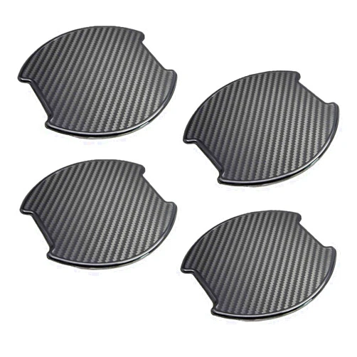 WORCAS 4Pcs TPU Carbon Fiber Like Car Door Handle Cup Protective Sticker Auto Door Paint Guard Car Door Cup Scratch Protection Films Universal Door Handle Cups Protective Pad(L)