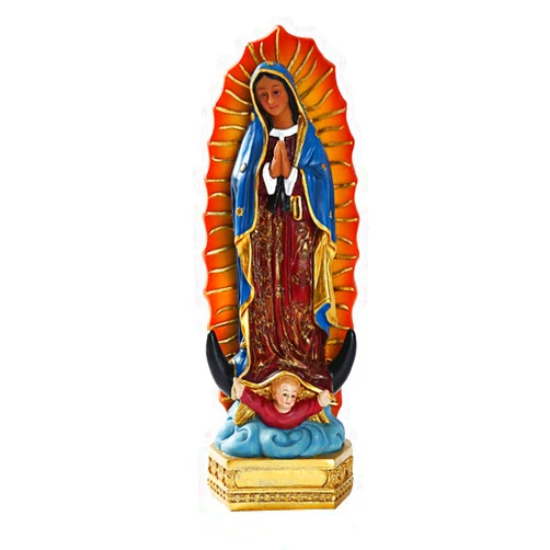 Lependor Our Lady of Guadalupe The Blessed Virgin Mary Resin Statue Sculpture, The Blessed Mother of The Immaculate Comception Home Madonna Figurine - Colored Our Lady