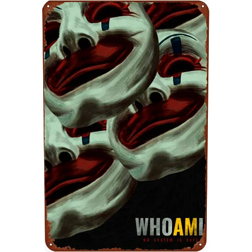 TINSAEGE Metal Tin Sign Who am i | Decorative Signs and Plaques for Your Home Bar, Club, or Wall Decor - 8 x 12 inches