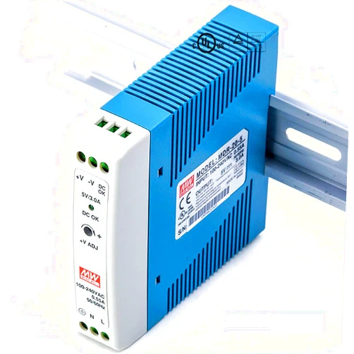 Generic Mean Well MDR-20-5 20W 5V 3A Single Output Industrial DIN Rail Power Supply, Universal AC Input, Complete Circuit Protection, for Industrial Automation, Robotics