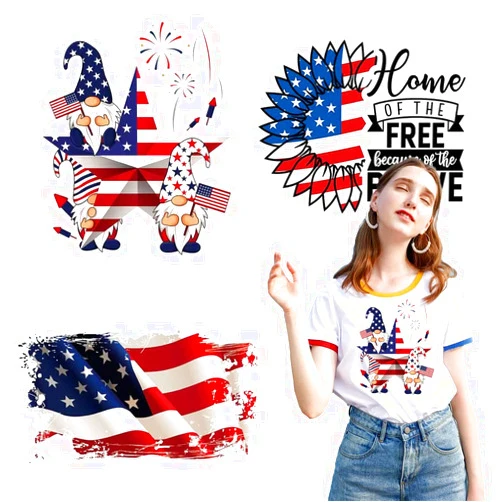 KOLONAMS 3 Packs Independence Day Iron on Patches 4th of July Heat Transfer Vinyl Stickers American Patriotic Embroidered Iron on Decals Appliques USA Flag Star Patches for Clothes T Shirt Jacket DIY Supplies