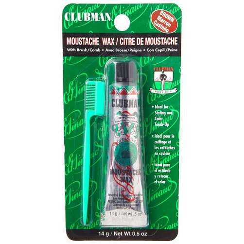 Clubman Pinaud Moustache Wax with Comb Applicator, For Styling & Color Enhancement, Brown, 0.5 Oz (Pack of 3)