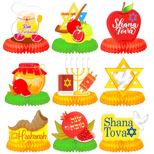 Qpout 9 PCS Rosh Hashanah Decorations Rosh Hashanah Table Centerpieces, Jewish New Year Centerpieces Jewish New Year Decorations
