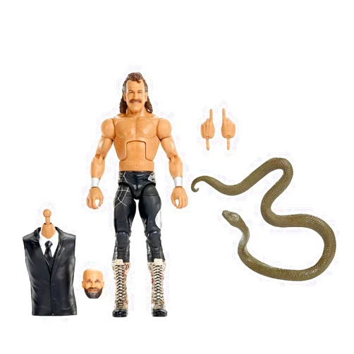 Mattel WWE Elite Collection Action Figure & Accessories, Premium Live Event Jake “The Snake” Roberts Set, Wrestlemania with Sam Roberts Build-A-Figure Parts