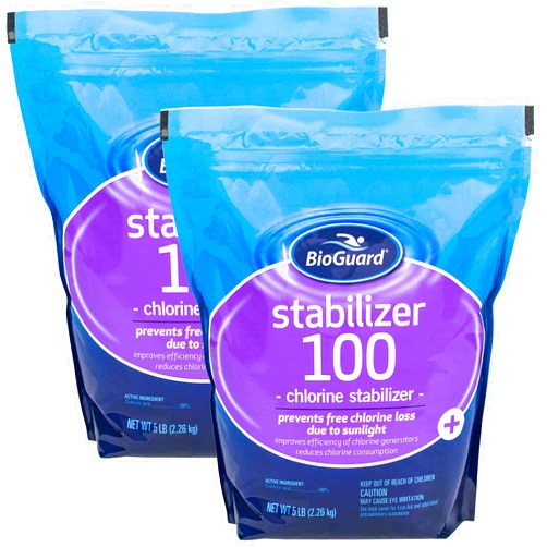 BioGuard Stabilizer 100, 5 lb, Pack of 2, Chlorine Stablizer, Prevents Sunlight-Induced Chlorine Loss, Reduces Chlorine Consumptiion