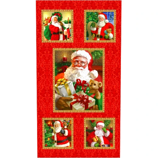 FlashPhoenix Quality Fabric Christmas Legend Santa Claus Holiday Red 100% Cotton Fabric 24x44 Panel