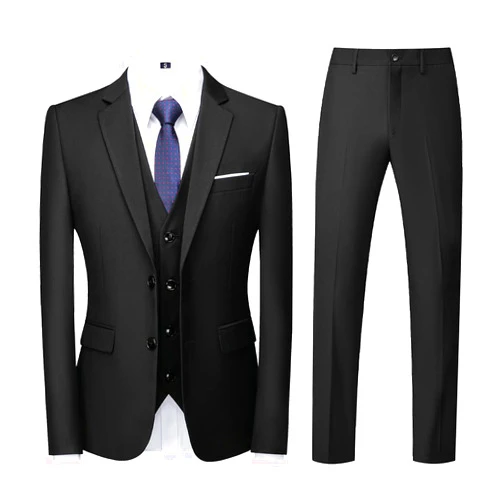KUDORO Mens 3 Piece Tuxedo Suits Slim Fit Casual Suit Blazer Two Button Wedding Prom Jackets Vest&Trousers