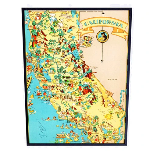 YELLOWBIRD ART & DESIGN California Poster - California Wall Decor - California Wall Art - California Travel - Unique Gift for CA, Los Angeles, LA, San Francisco Fans - Vintage Retro Travel Posters Room Decoration - 8x10