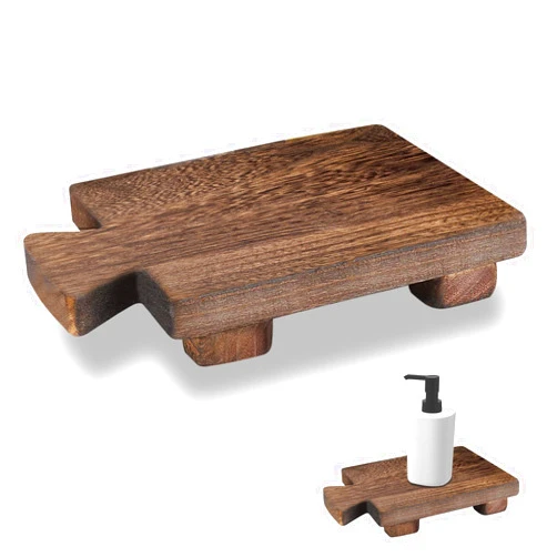 Philbinden Vintage Black Wooden Soap Holder & Tray - Soap Stand/Riser for Kitchen & Bathroom Sink, Bottle & Plant Holder