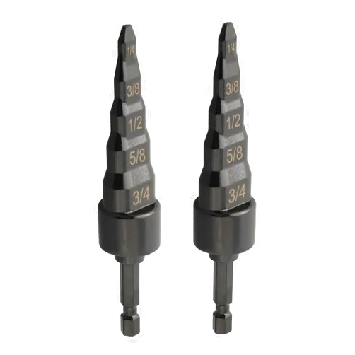 Saipe 2PCS Copper Tube Expander, 5 in1 Air Conditioner Pipe Swaging Flaring Drill Bits Repair Tool - 1/4 Inch Hex Shank (1/4'', 3/8'',1/2'',5/8'',3/4'')