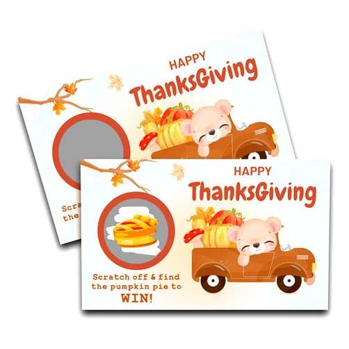 Levitatinyear Happy Thanksgiving Scratch Off Game Cards, Pumpkin Lottery Raffle Tickets, Fall Festival Party Activities & Decorations, Autumn Harvest Games Ideas (50 Pack)-01