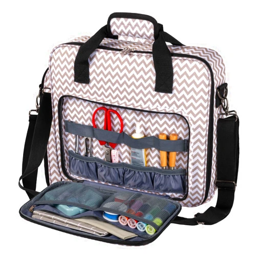 BAGLHER Embroidery Storage Bag, Embroidery Project Carrying Bag for Embroidery Kit and Cross Stitch Kits Tools with Handle and Shoulder Strap,Bag Only, Stripe