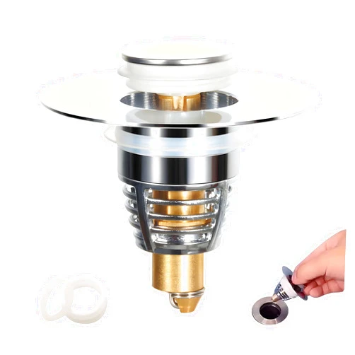 BAISASY Bathroom Sink Stopper, Upgraded Pop Up Sink Drain Stopper for 1.06~1.75inch Drain Holes, Stainless Steel Rapid Drainage Anti Clogging Tub Stopper with Filter Basket Hair Catcher