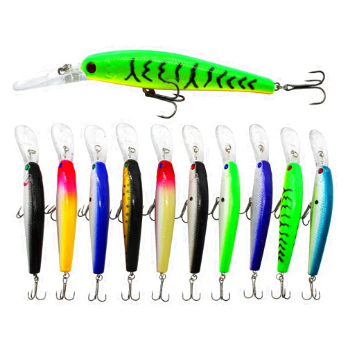 JSHANMEI 10pcs Fishing Lures Hard Bait Minnow Deep Diving Swimbait Walleye Lures Topwater Lures Bait for Bass Trout Pike Freshwater Saltwater Lures Kit