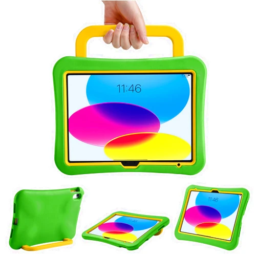 LeiJue Kids Case for iPad 10th Generation 10.9 inch 2022, Light Weight Heavy Duty/Shockproof/Drop Proof with Handle/Kickstand, Child Friendly Protective Cover for iPad 10.9 inch 10th Gen (Green)