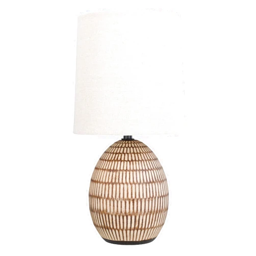 XTREME DIGITAL LIFESTYLE ACCESSORIES XTREME Ceramic Table Lamp with Shade, 12.75” inch Carved Textured Table Lamp, Brown Modern Lamp with Beige Shade, Small Bedside Lamp for Bedroom Nightstand, Living Room, Requires E26 Bulb
