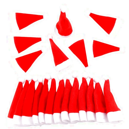 FINGOOO Mini Red Santa Hats,30 Pieces Christmas Hat for Crafts 2.8” x 5“ Small Santa Hats for Xmas Party Table Dinner Decorations