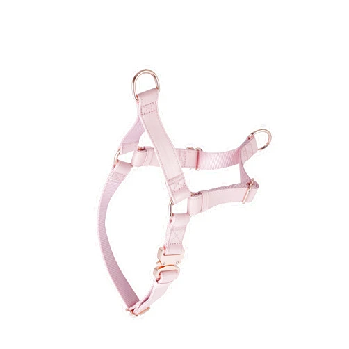 MoTaity Soft Leather Nylon No Pull Dog Harness with Rose Gold Metal Buckle,Adjustable Neck and Chest and Easy to Clean,for Small Medium Large Dog and Outdoor Walking Training(Pink,M(chest20-27