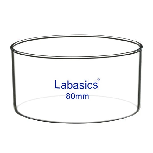 Labasics Crystallizing Dish, No Spout Flat Bottom Thick-Walled High Borosilicate Glass Crystallizing Dishes for Crystallization and Evaporation Lab Glassware, Outer Diameter: 80 mm, Capacity: 100 ml