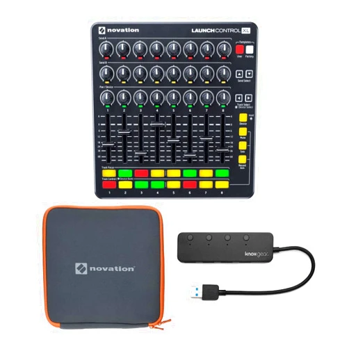 Novation Launch Control XL MIDI USB Ableton Live Controller Bundle with Launch Control XL Case and 3.0 4 Port USB Hub (3 Items)