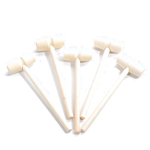 Teensery 10 Pcs Wooden Mini Hammers Multi-Purpose Natural Wood Hammer for Crab Lobster Mallets