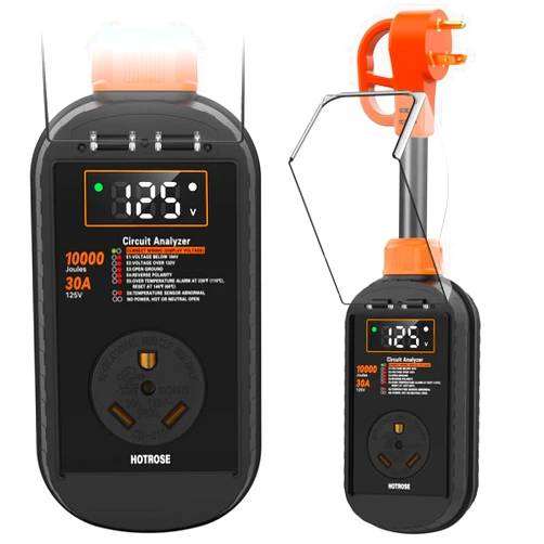 Hotrose RV Surge Protector 30 Amp with High/Low Voltage Protection, 10000 Joules 30 Amp RV Surge Protector Waterproof, Smart RV Circuit Analyzer w/LED Display, RV Adapter Plug for RV Camper