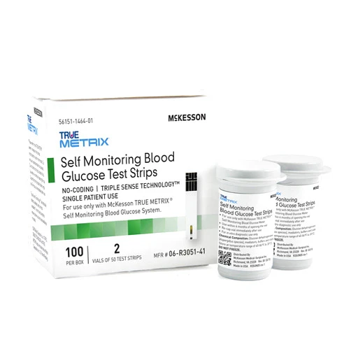 McKesson True METRIX Blood Glucose Test Strips for Diabetes [100 Strips] Self-Monitoring System