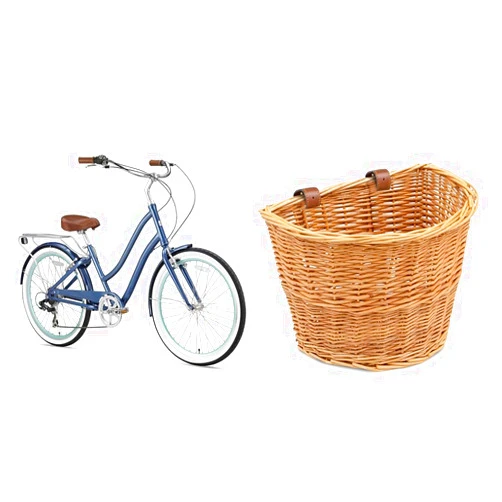 sixthreezero EVRYjourney Women's 7-Speed Beach Cruiser Bike Bundle with Front Wicker Basket for Cruiser and Comfort Bikes
