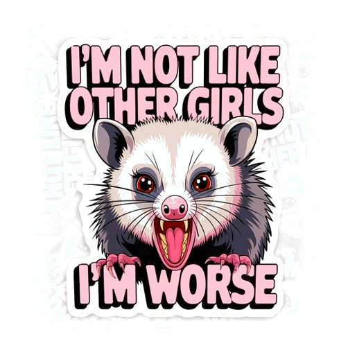 QUANG THUAN STICKER I'm Not Like Other Girls I'm Worse Sticker or Magnet Decal Funny Opossum Humor Positivity Waterproof Vinyl Sticker for Bumper Water Bottle Car Fridge Laptop
