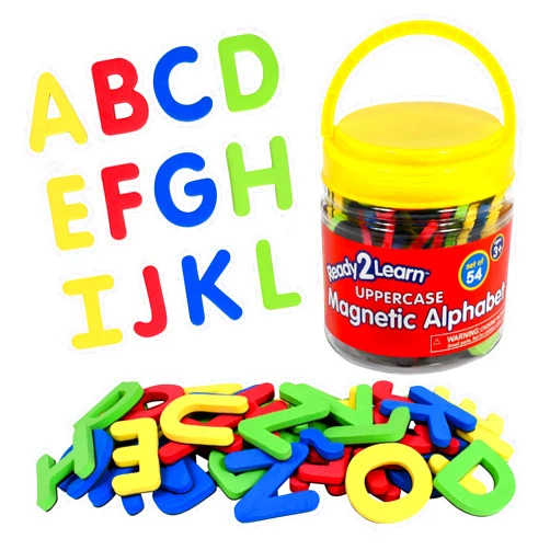 READY 2 LEARN Magnetic Alphabet - Uppercase - 52 Letters - Kids Foam Letter Magnets for the Classroom, Refrigerator or White Board - Large Magnets for Better Attraction