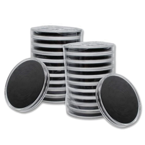 MINT STATE GOLD 20 Clear Acrylic Capsules - Fits Most Popular Gold & Silver Coins - Easy to Open - Protect and Display Your Collection - 9 Sizes with Adjustable Black Ring Foam