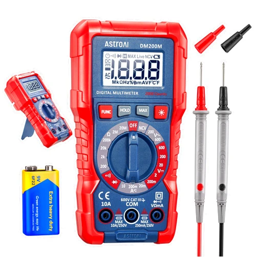AstroAI Digital Multimeter Voltage Tester, TRMS 2000 Counts Volt Meter; Fast and Accurately Measures AC/DC Voltage & Current, Resistance, Diode, Continuity and NCV (DM200M)