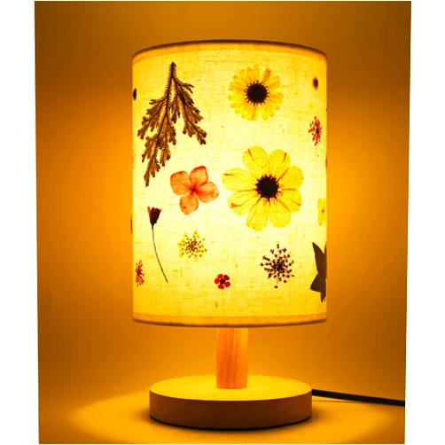 Proyatech Bedside Lamp Pressed Flowers Lampshade Nightstand Lamp Pressed Flower Bedside Lamp for Table Home Office Living Room Bedroom Dorm(3 Modes Light)