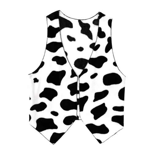 Yihuimin Men's Cow Print Sleeveless Open Front Coat Vest Hippie Christmas Halloween Cowboy Costume