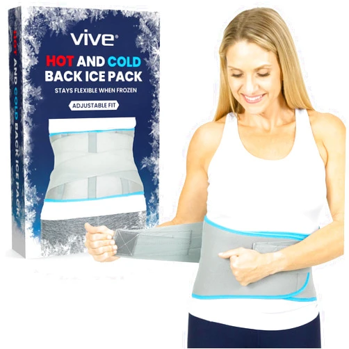 Vive Wearable Ice Packs for Back Pain - Back Brace with Ice Pack - Ice Belt for Lower Back Pain - Gel Ice Pack Back for Sciatica Relief Men, Women - Compression Hot Cold Therapy for Injuries Reusable