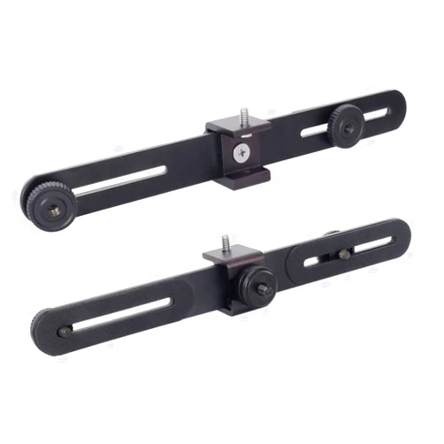 Walway Straight Triple Head Bracket Tripod Mount for 1/4 inches Screw DSLR Camera LED Light Flash Light Microphone and More, with Hot Shoe Socket