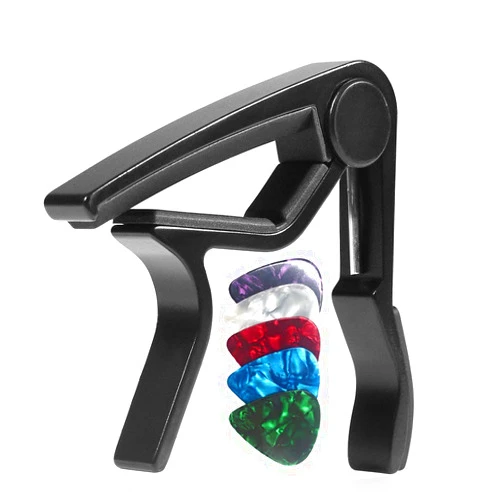 WINGO Guitar Capo for Acoustic and Electric Guitars with 5 Picks for Free, Black.