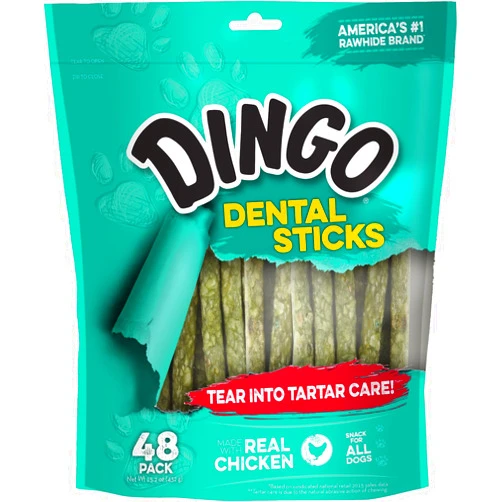 Dingo Tartar And Breath Dental Sticks, Great Treats For Small, Medium, and Large Dogs 48-Count
