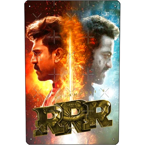 Oedrtqi rrr movie trending Poster Metal Tin Sign Plaque Man Cave Wall 8x12 Inch Wall Art Decoration