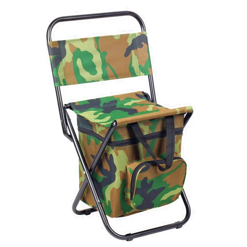 Sequpr Foldable Camping Chair with Cooler Bag, Hunting Fishing Chair Backpack with Backrest, Compact Camping Chair Stool for Fishing Hiking Hunting (Camouflage)