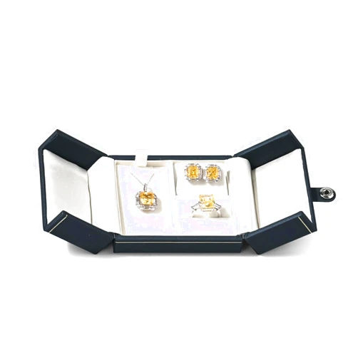 Oirlv Multifunctional Leather Jewelry Box Jewelry Organizer Box Travel Jewelry Box For Necklace Earring Ring（Gray-Blue）