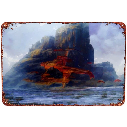 FYELVO The Redfall Mountain Metal tin poster Fun vintage decor Home bar, restaurant garage kitchen, 8 x 12 inches