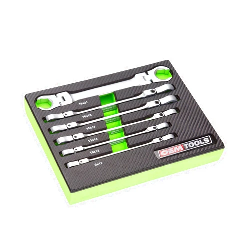 OEMTOOLS 22064 6-Piece Metric Flex Head Flare Nut Wrench Set, 9mm to 21mm